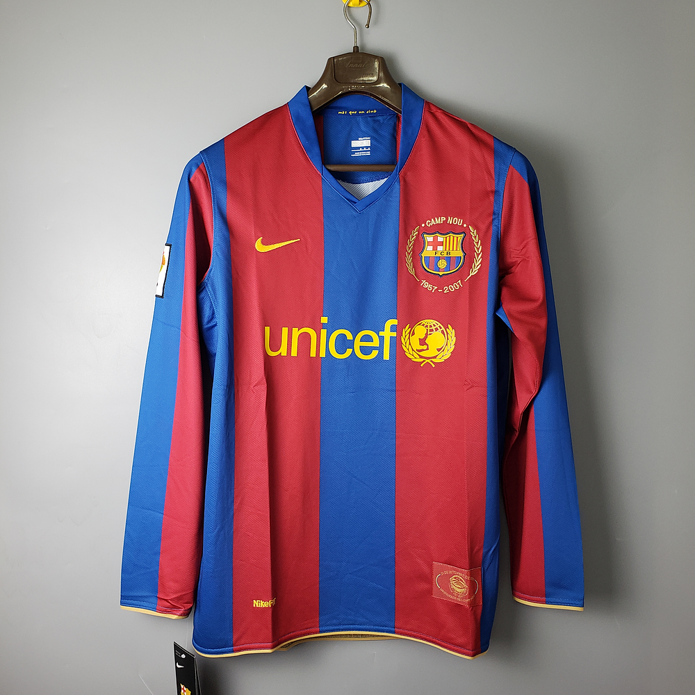 (ZC007) Camiseta 1º Barcelona - Versión Fan - Manga Larga - Retro - 07/08