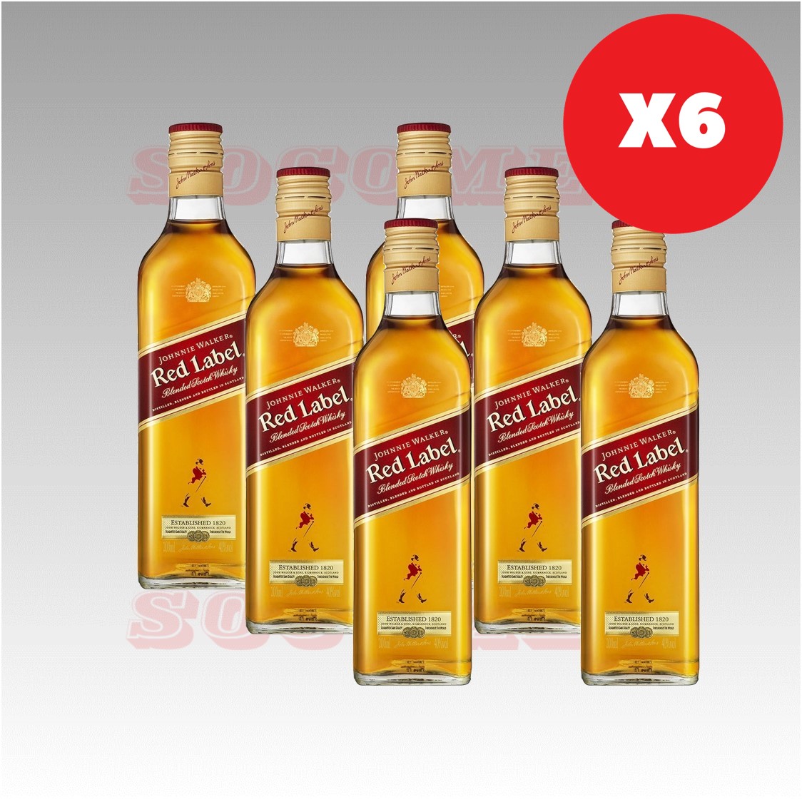 Pack x6 Petaca Johnnie Walker Rojo 200cc