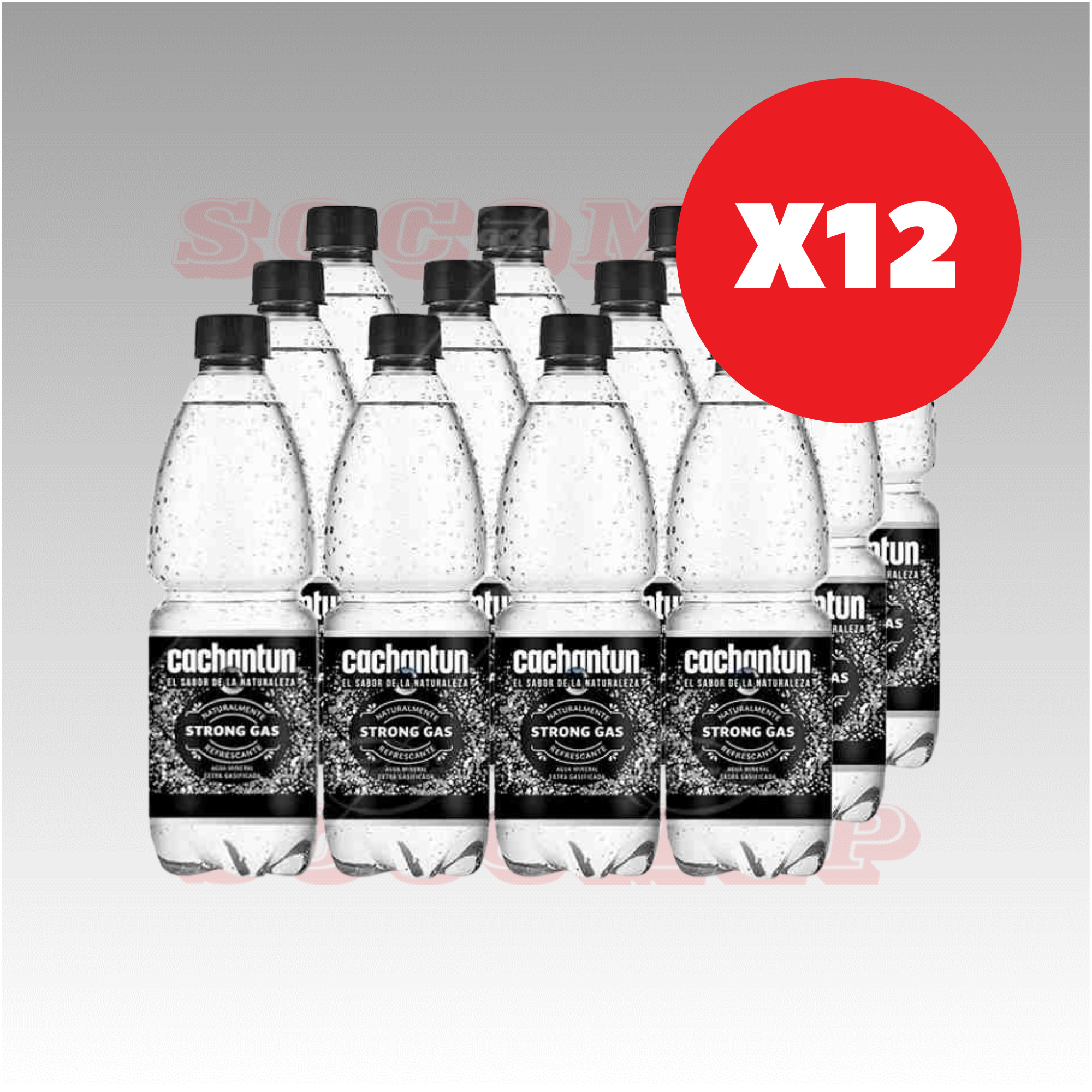 Agua Mineral Cachantún Strong Gas 600cc Pack x12