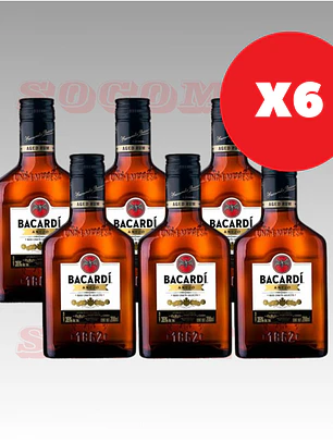 Pack x6 Petaca Bacardi Añejo 200cc