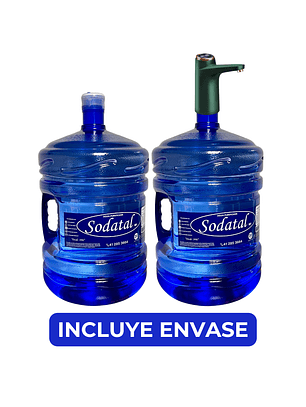 Agua Purificada Sodatal 20lts Pack 2 bot + Bomba Usb Premium + envase