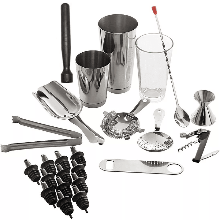 Kit Bartender Profesional Set De 24 Piezas Shaker Boston Bar 1