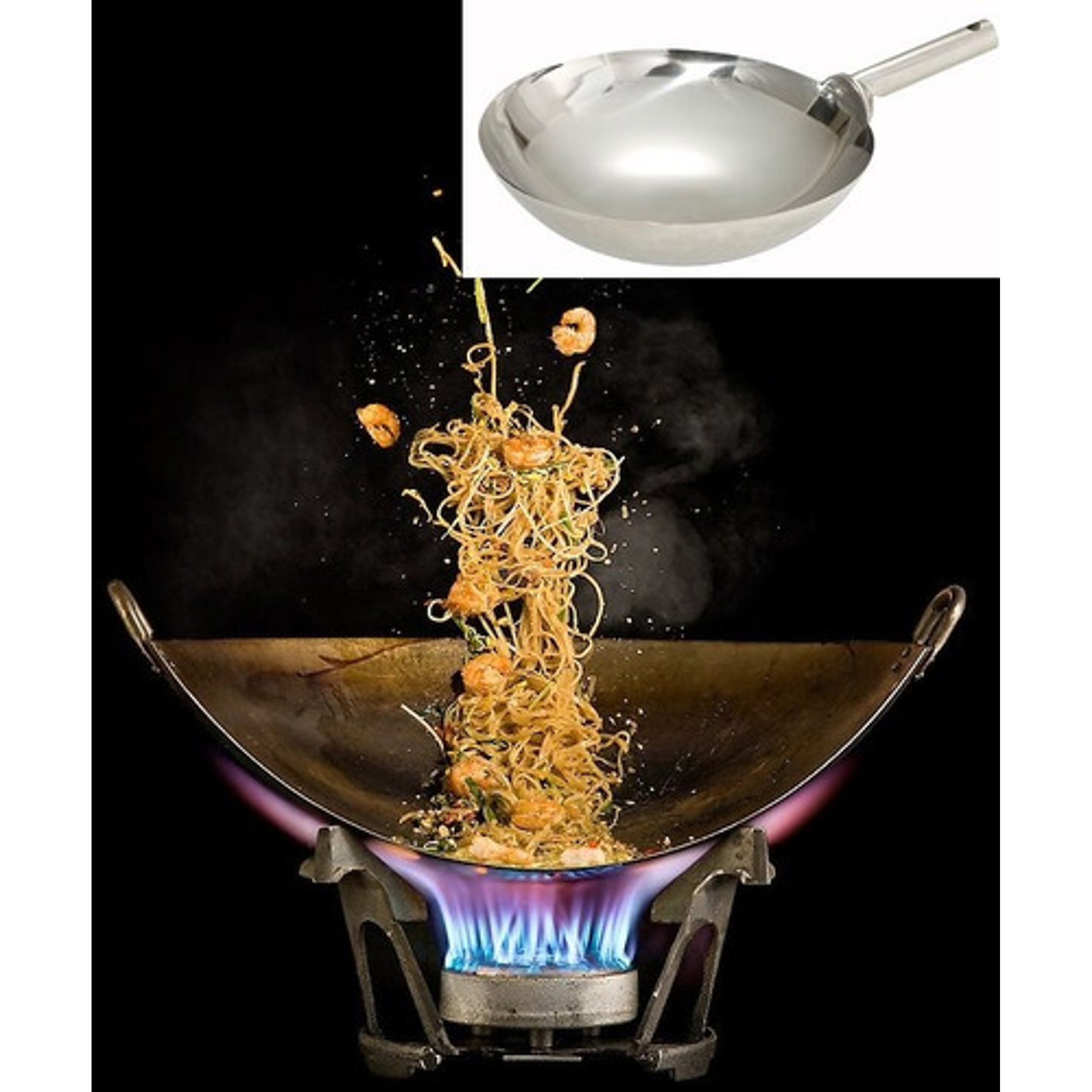 Wok Profesional De 36cm Acero Inoxidable Restaurante Hotel 3