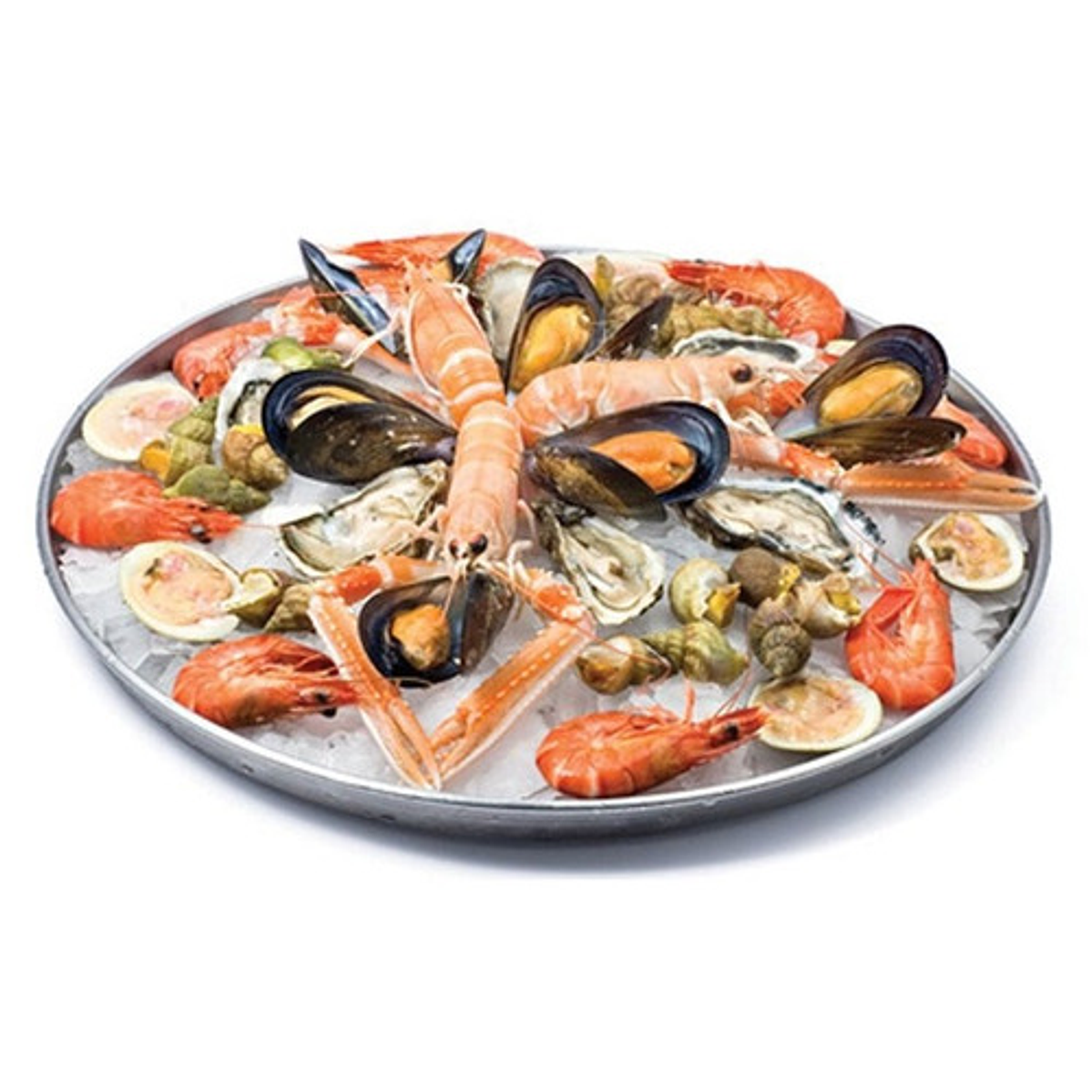 Set Soporte + 2 Bandejas Redonda Aluminio Mariscos Restauran 2