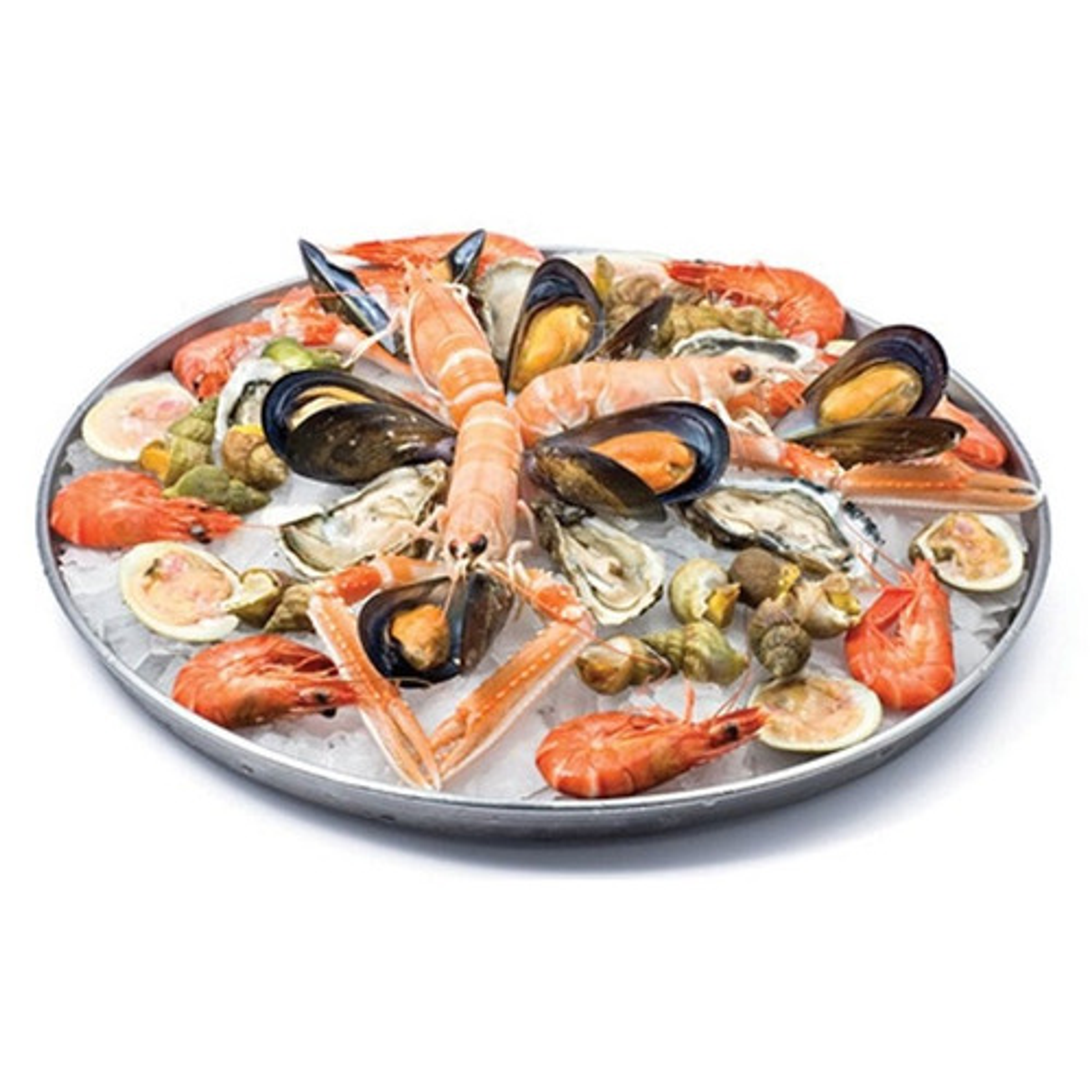 Set Soporte + 2 Bandejas Redonda Aluminio Mariscos Restauran 2