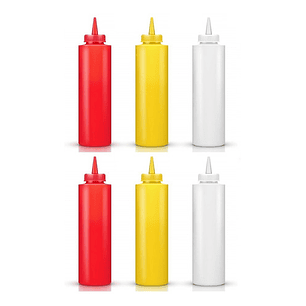 Set 6 Tarros Exprimibles Salsa Mayonesa Tomate Mostaza 12oz