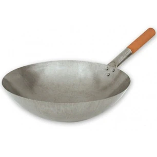 Wok Pro Acero Al Carbono 36cm Martillado A Mano Mango Madera