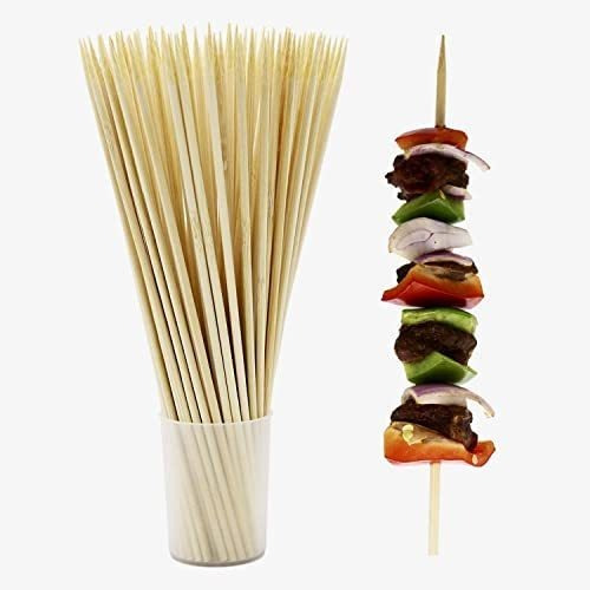 100 Pinchos Chuzos Brochetas Bambú Madera Natural De 25cm 6