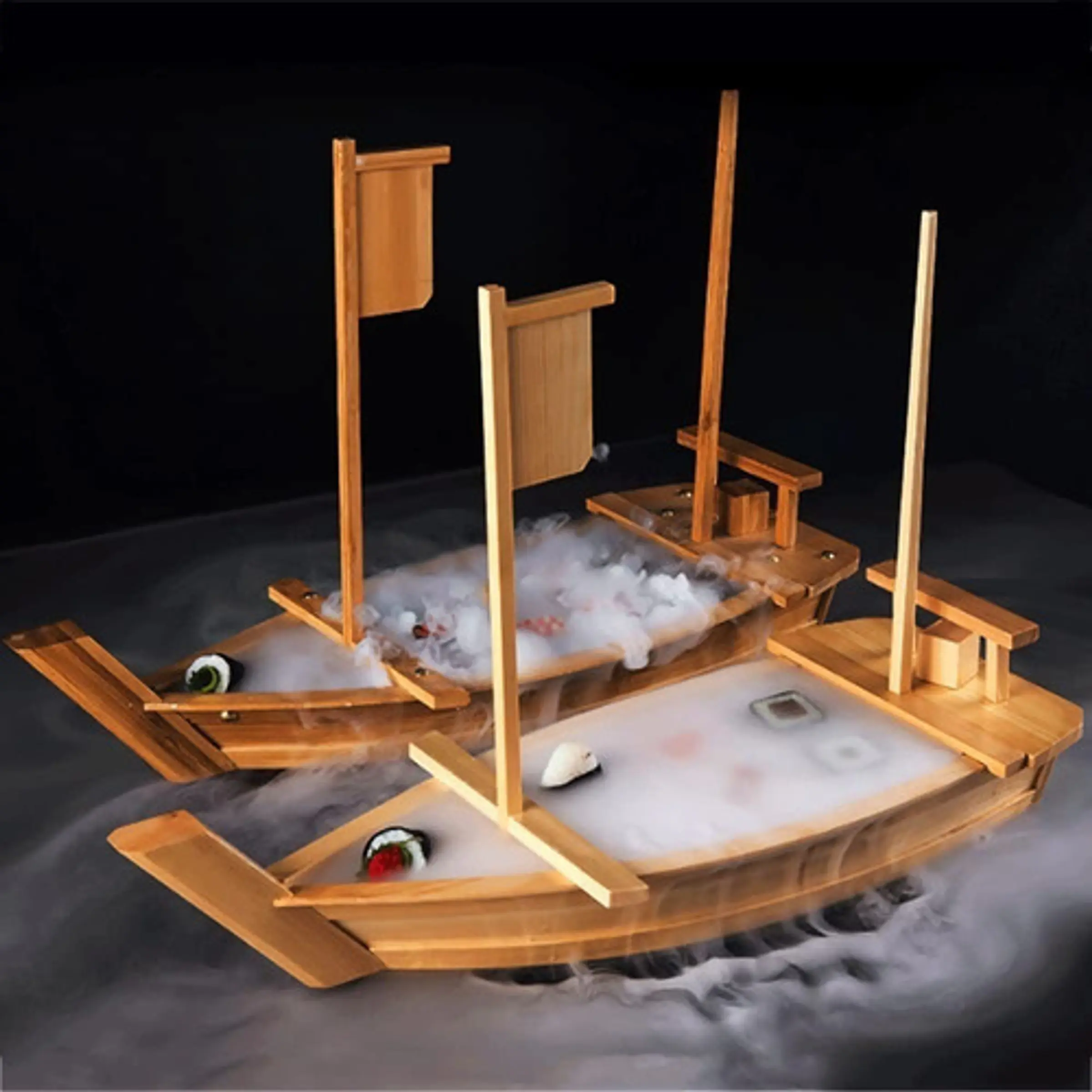 Barco De Madera Para Sushi Roll Sashimi Restaurante Bar – Bandeja de servicio estilo restaurante 7