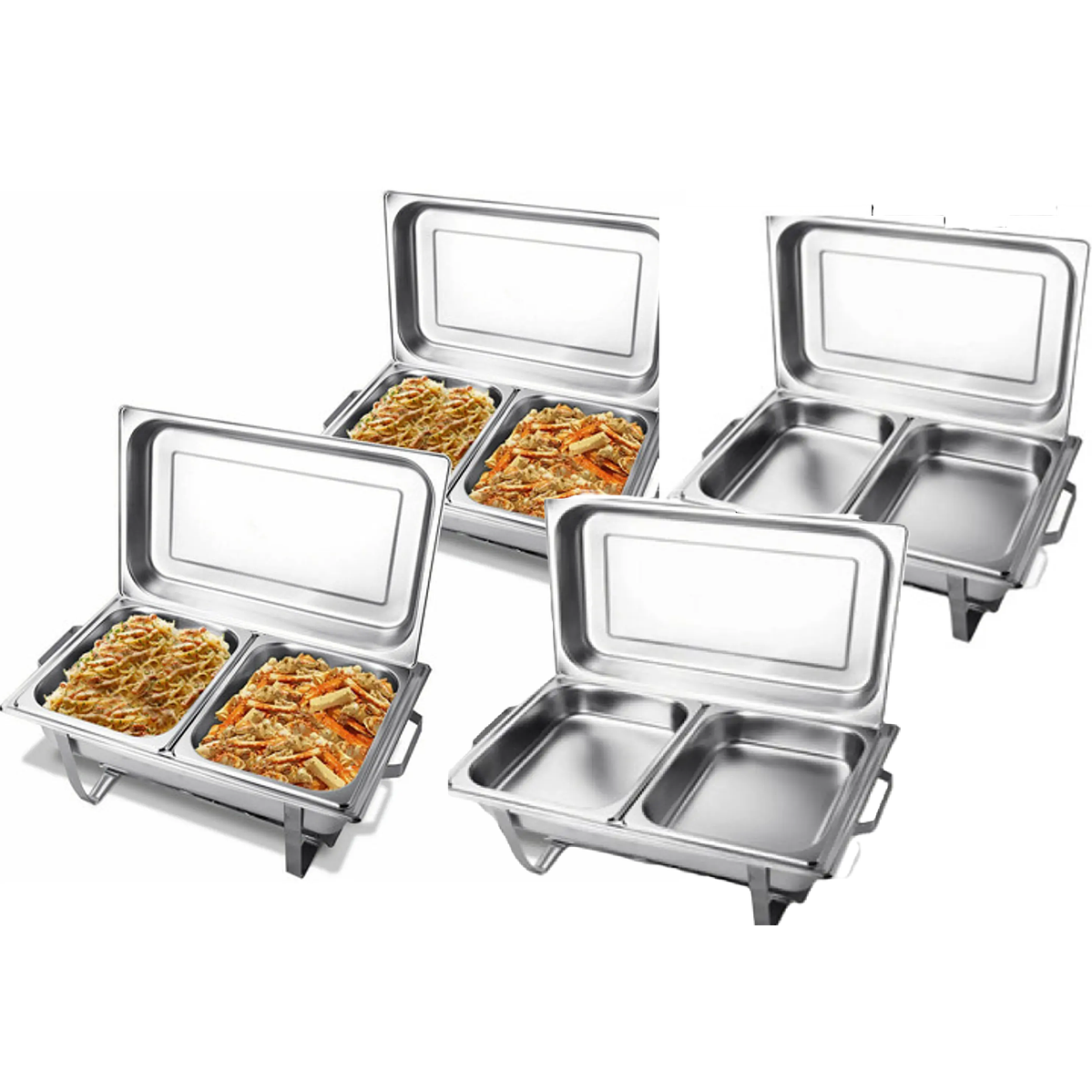 Set 4 Samovares Industrial Acero Inoxidable 2 Divisiones 9 L 1