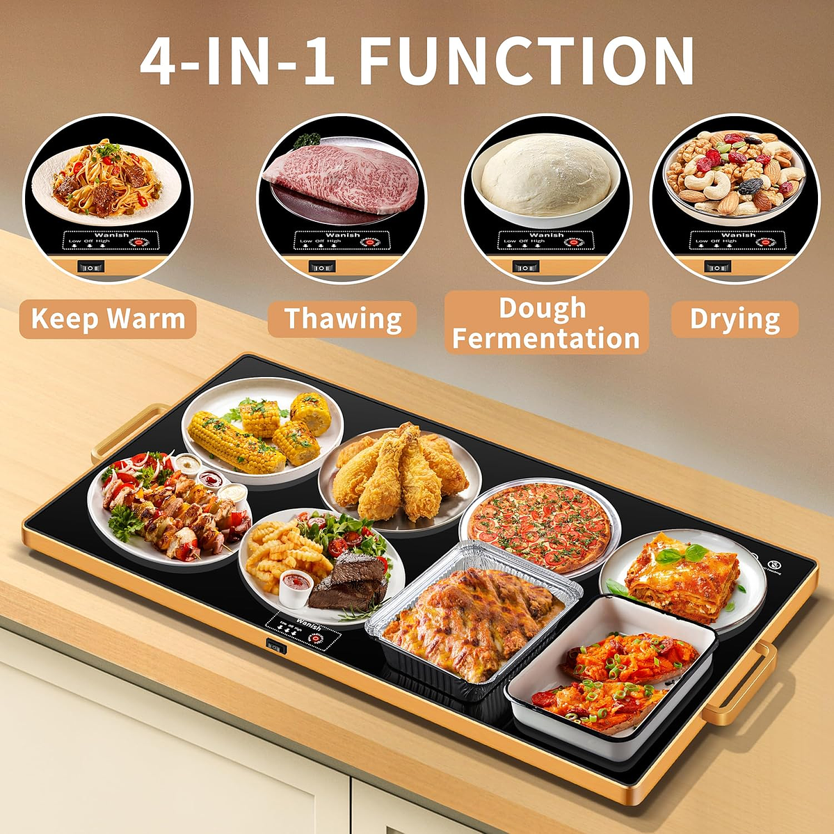 Cocina Eléctrica de Calentamiento 81 x 45 cm – Superficie Completa en Vidrio Templado, Termostato Ajustable, Ideal para Buffet y Fiestas 1