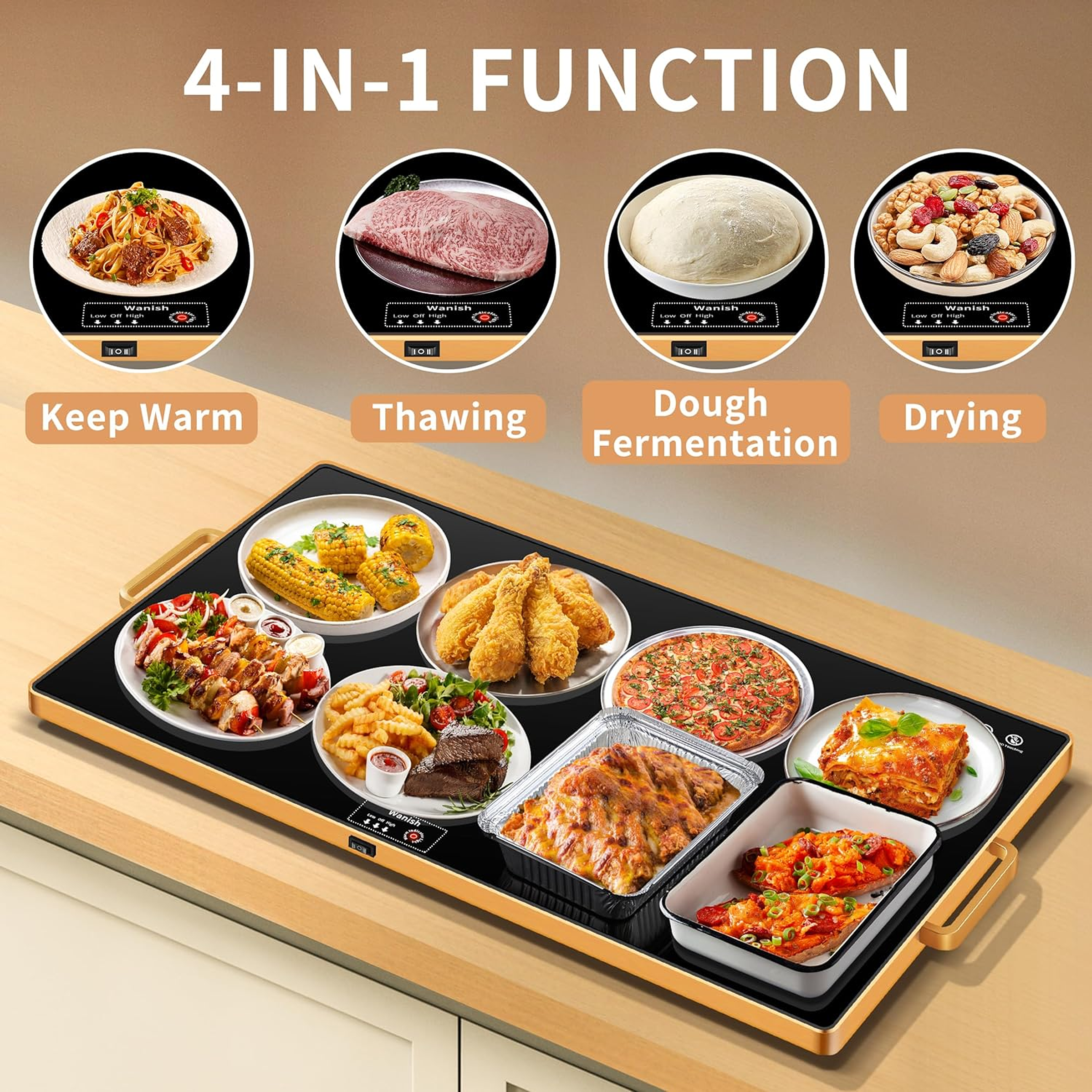 Cocina Eléctrica de Calentamiento 81 x 45 cm – Superficie Completa en Vidrio Templado, Termostato Ajustable, Ideal para Buffet y Fiestas 1