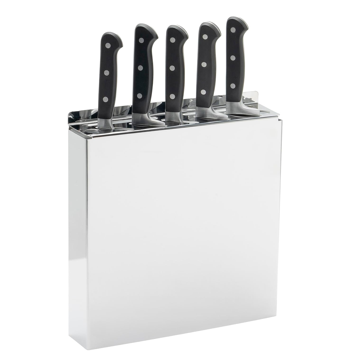 Estante para Cuchillos de Acero Inoxidable  – 7 Ranuras + 2 para Afiladores, Montaje Seguro y Compacto  3