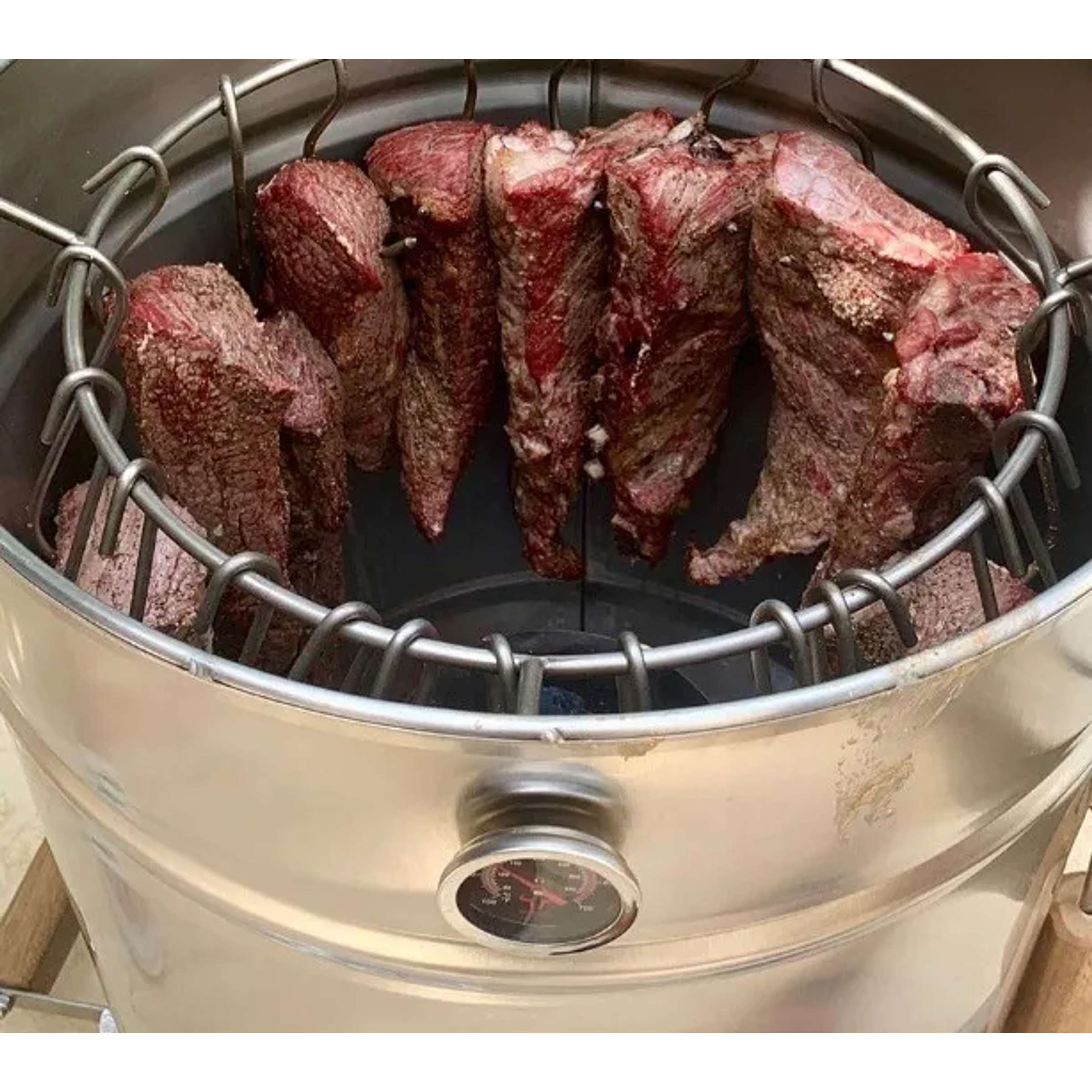 Barril Asador Mediano en Acero Inoxidable Parrilla Removible + 10 Ganchos  5