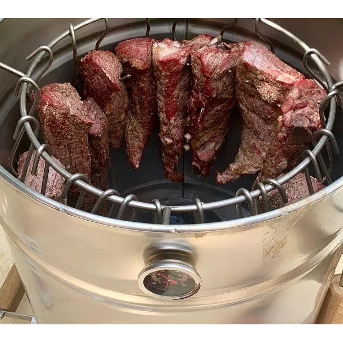 Barril Asador Grande en Acero Inoxidable Parrilla Removible + 10 Ganchos  8