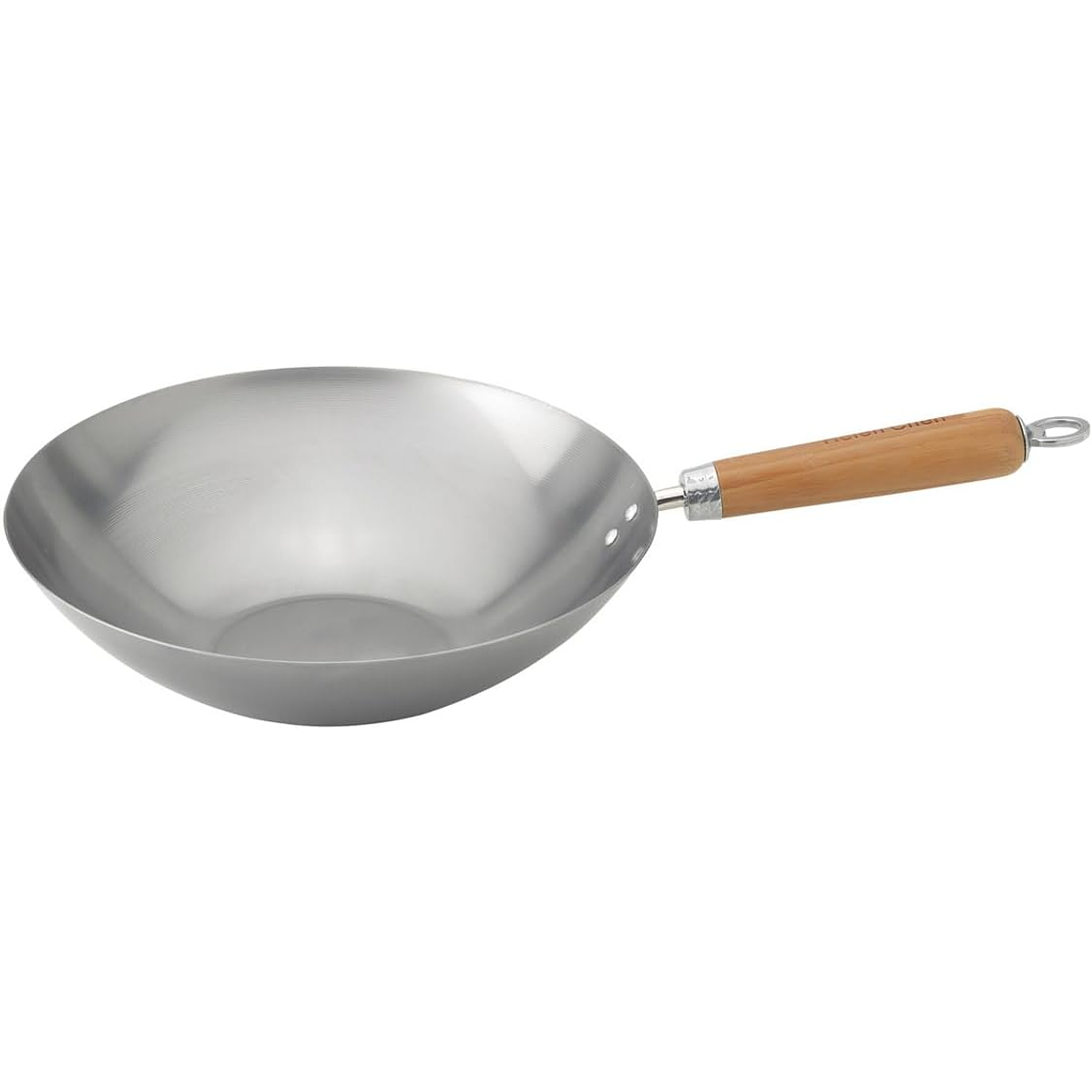 Wok Pro Acero Al Carbono 30cm Martillado A Mano Mango Madera 1