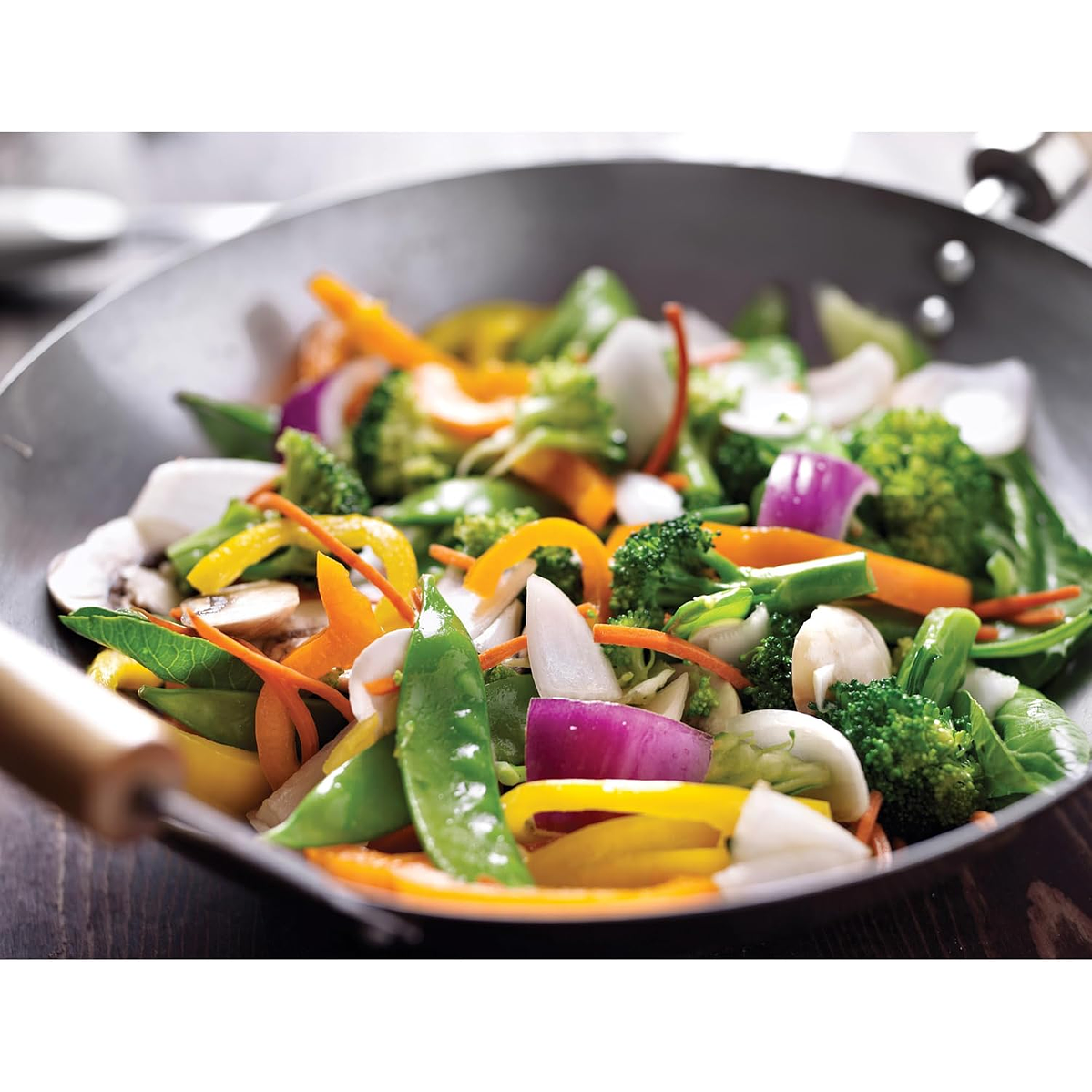 Wok Pro Acero Al Carbono 30cm Martillado A Mano Mango Madera 3