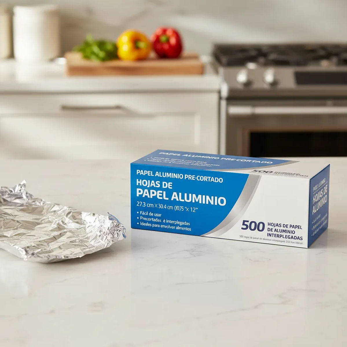 500 Hojas De Papel Aluminio Precortadas 27x30 Cm 2