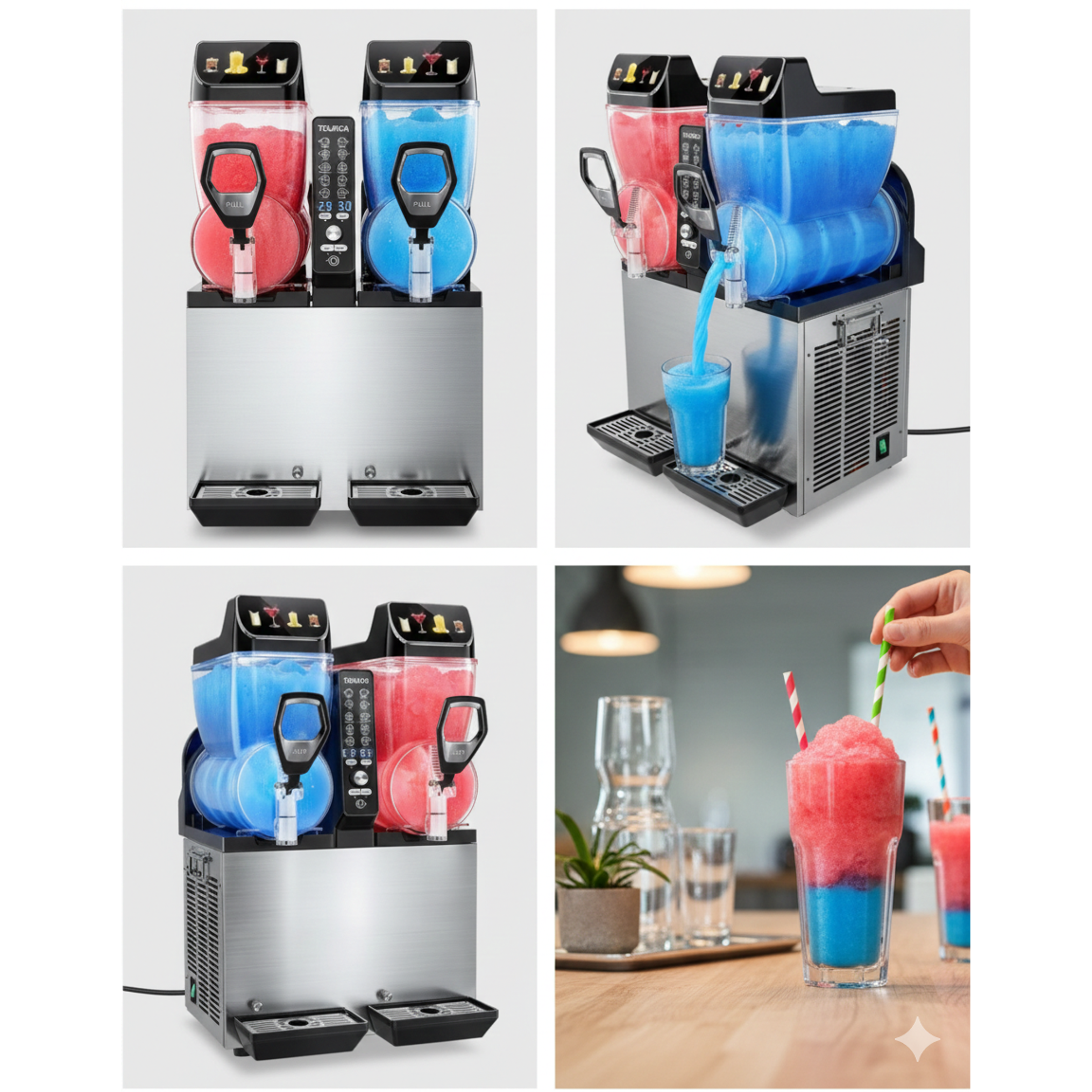 Granizadora Profesional de Doble Tanque Capacidad total: 30L (15 L por tanque) 1