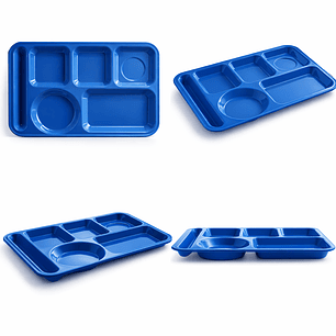 12 Bandejas Para Servicio de Alimentos 6 Compartimentos en Melamina Comedor Restaurante Hotel Escuela Hospitales