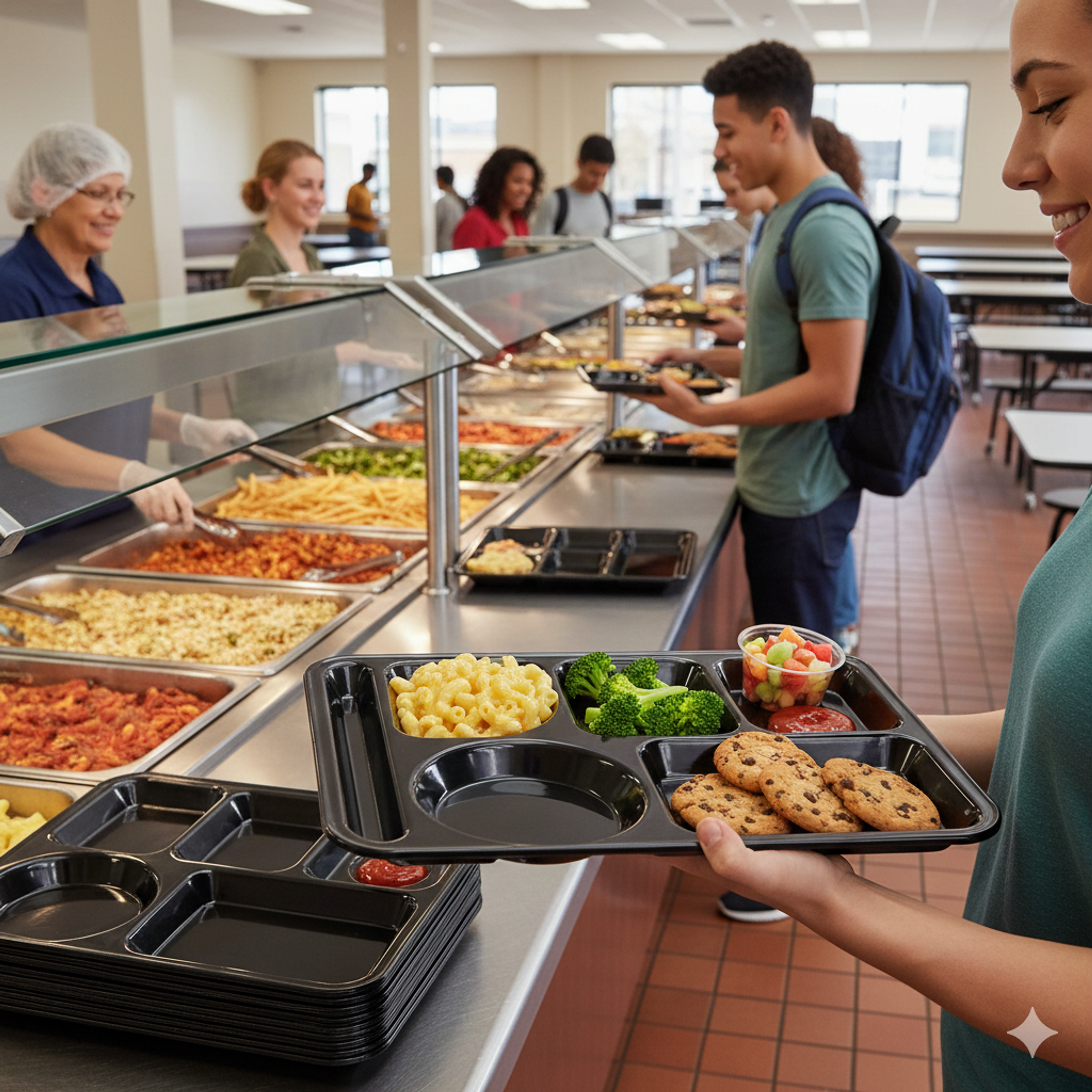 12 Bandejas Para Servicio de Alimentos 6 Compartimentos en Melamina Comedor Restaurante Hotel Escuela Hospitales 8