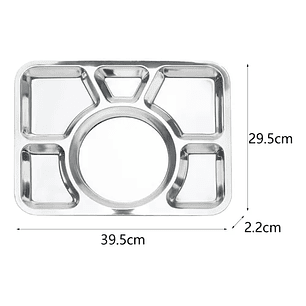 12 Bandejas Rectangular de Acero Inoxidable – 6 Compartimentos Servicio De Alimentos