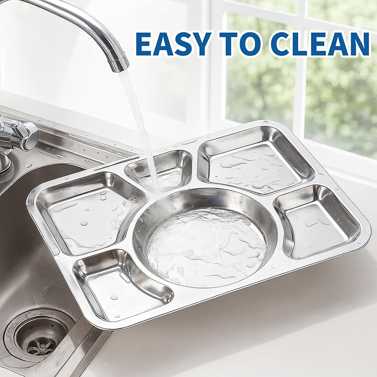 12 Bandejas Rectangular de Acero Inoxidable – 6 Compartimentos Servicio De Alimentos 3