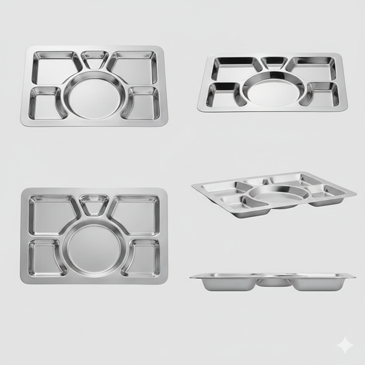 12 Bandejas Rectangular de Acero Inoxidable – 6 Compartimentos Servicio De Alimentos 5