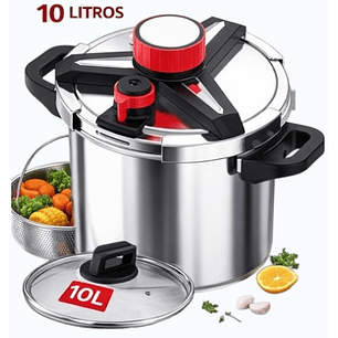 Olla a Presión de Acero Inoxidable – 10 Litros (3 en 1) Inducción 