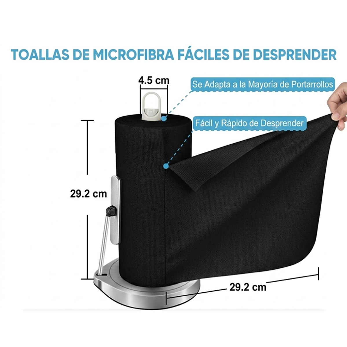 Rollo de 50 Paños de Microfibra Reutilizables 29,2 cm x 29,2 cm - Multiusos  1