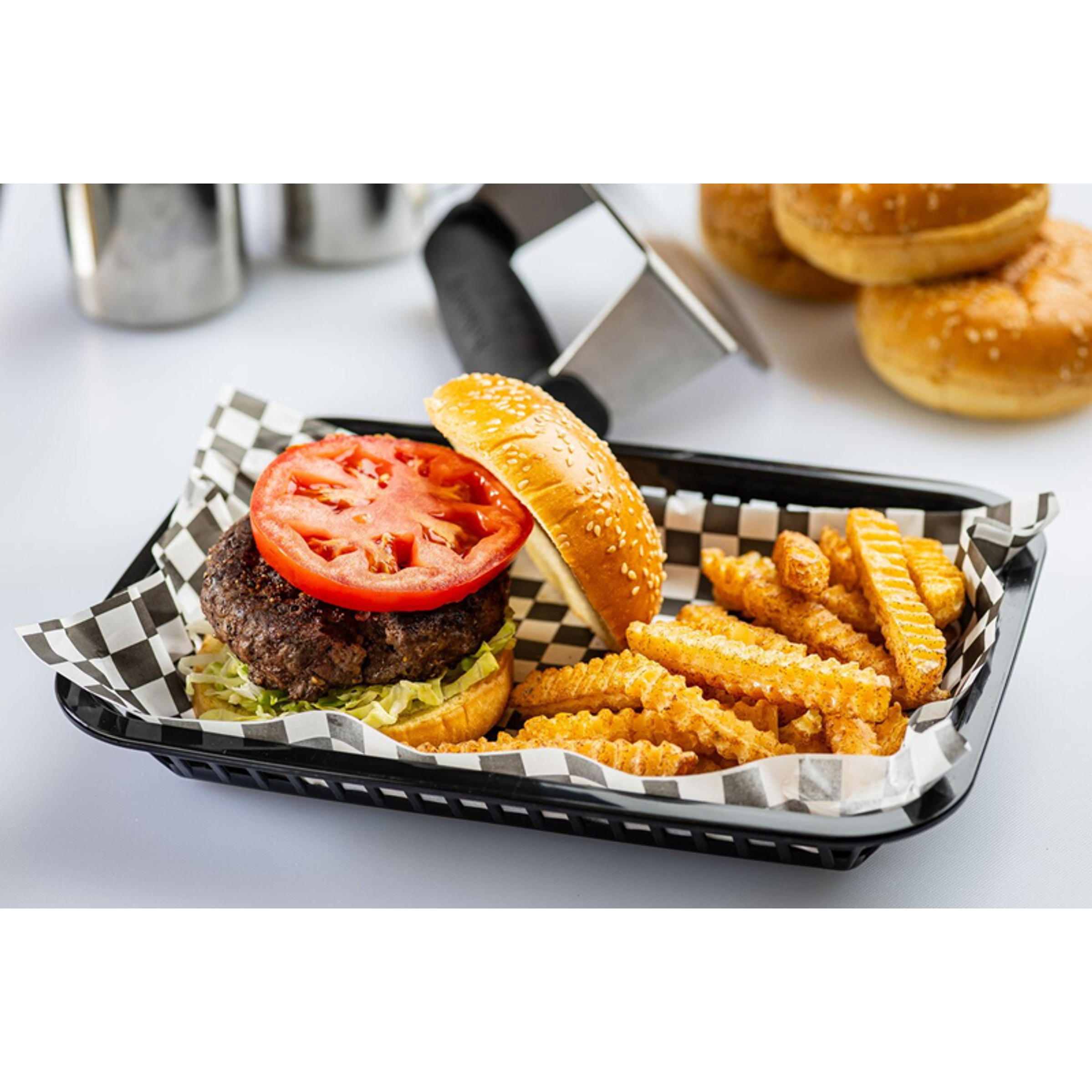 Set de 12 Canasta Rectangular Plástico Negro – Grande Comida Rápida Restaurante Bar Café  2