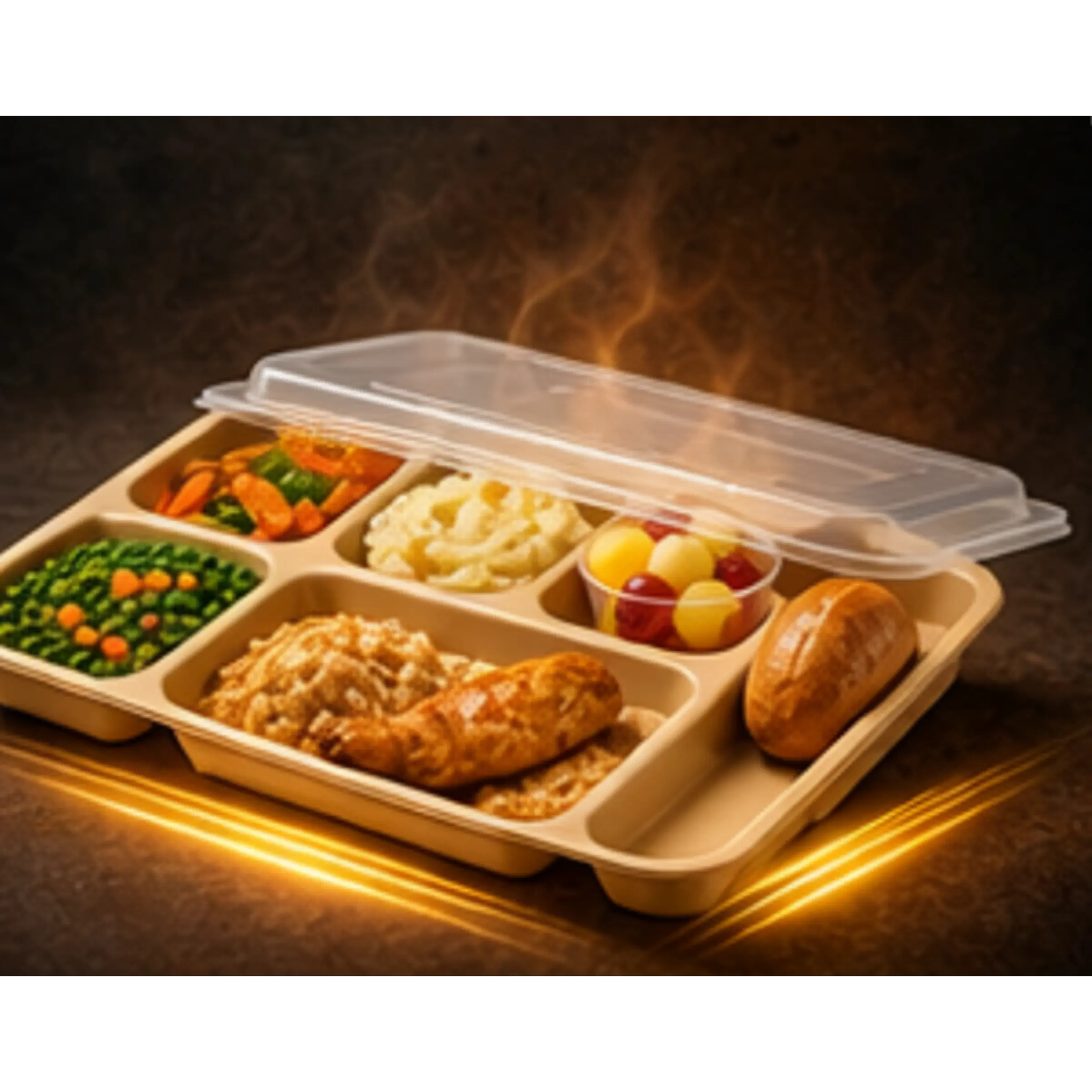 Set de 24 Bandejas + 24 Tapas De Servicio Cambro De 6 Compartimientos 12