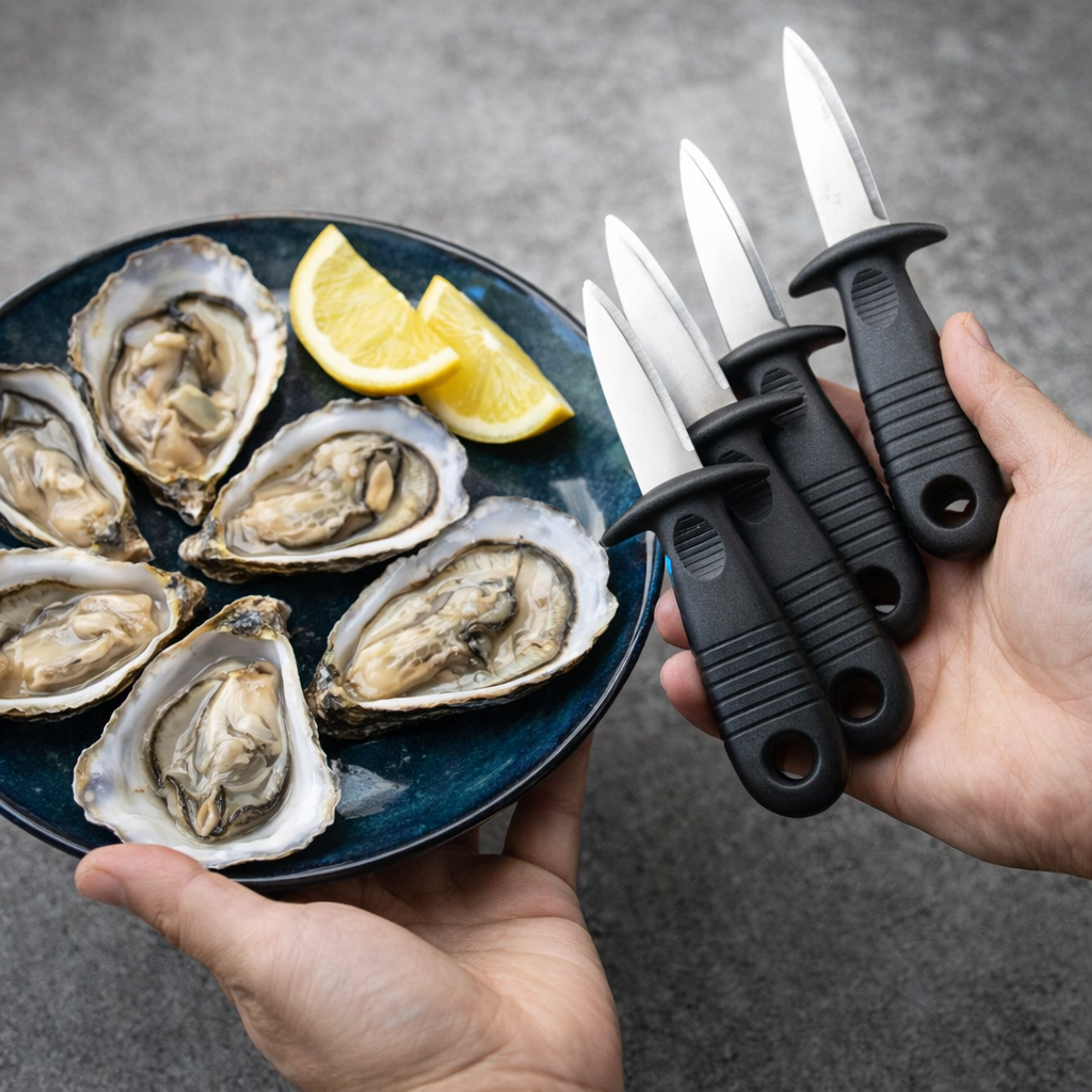 Set x 4 Cuchillo para Ostras – Estilo Boston 7,6 cm Acero Inoxidable Mango De Polipropileno Negro 1