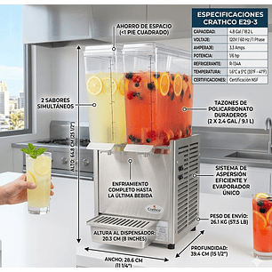 Dispensador De Bebidas Crathco Mini Jugo Frío De 2 Tanques x 18 Litros