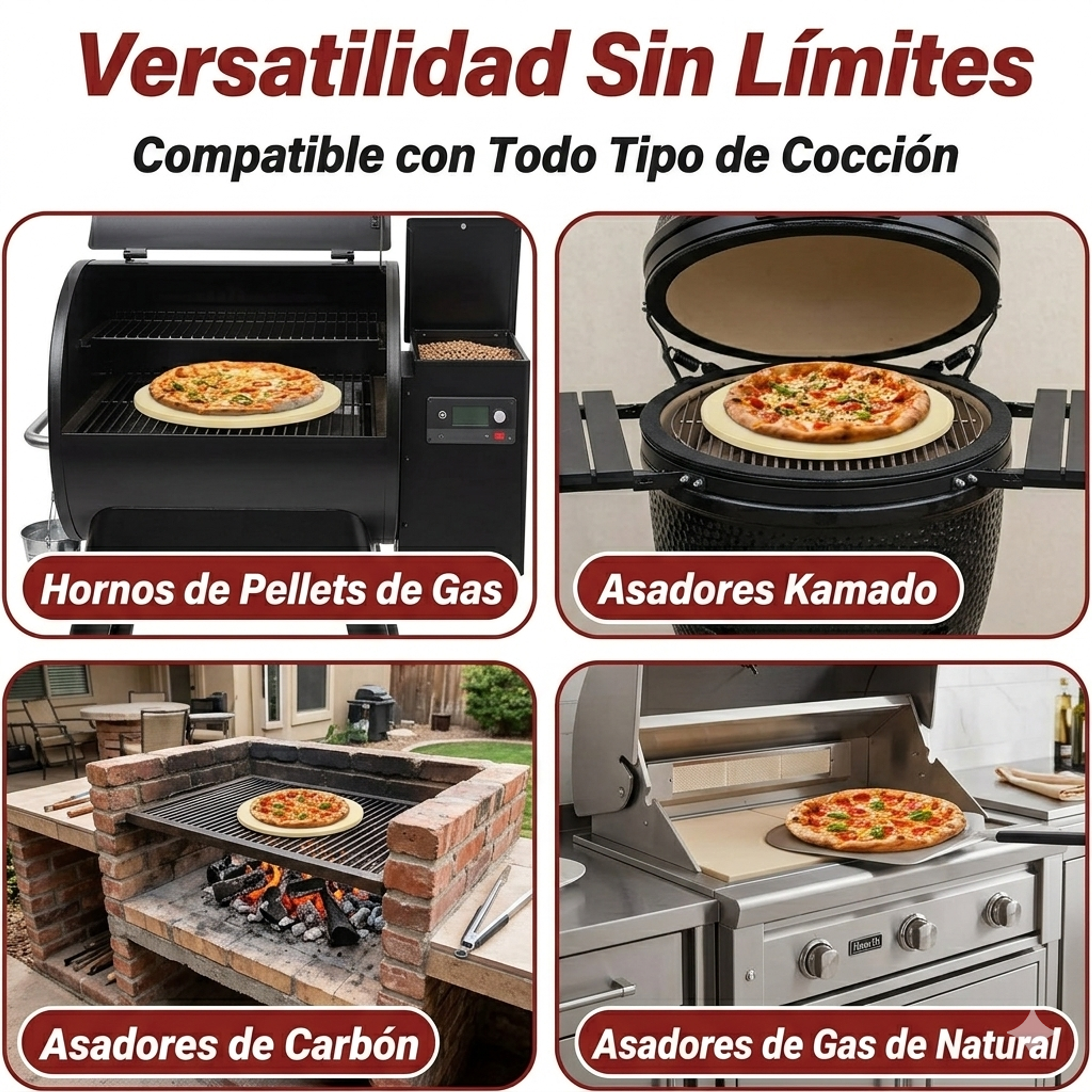 Piedra Redonda para Pizza Profesional – 37.5 cm Horno Parrilla Asador Barril Ahumadores 3