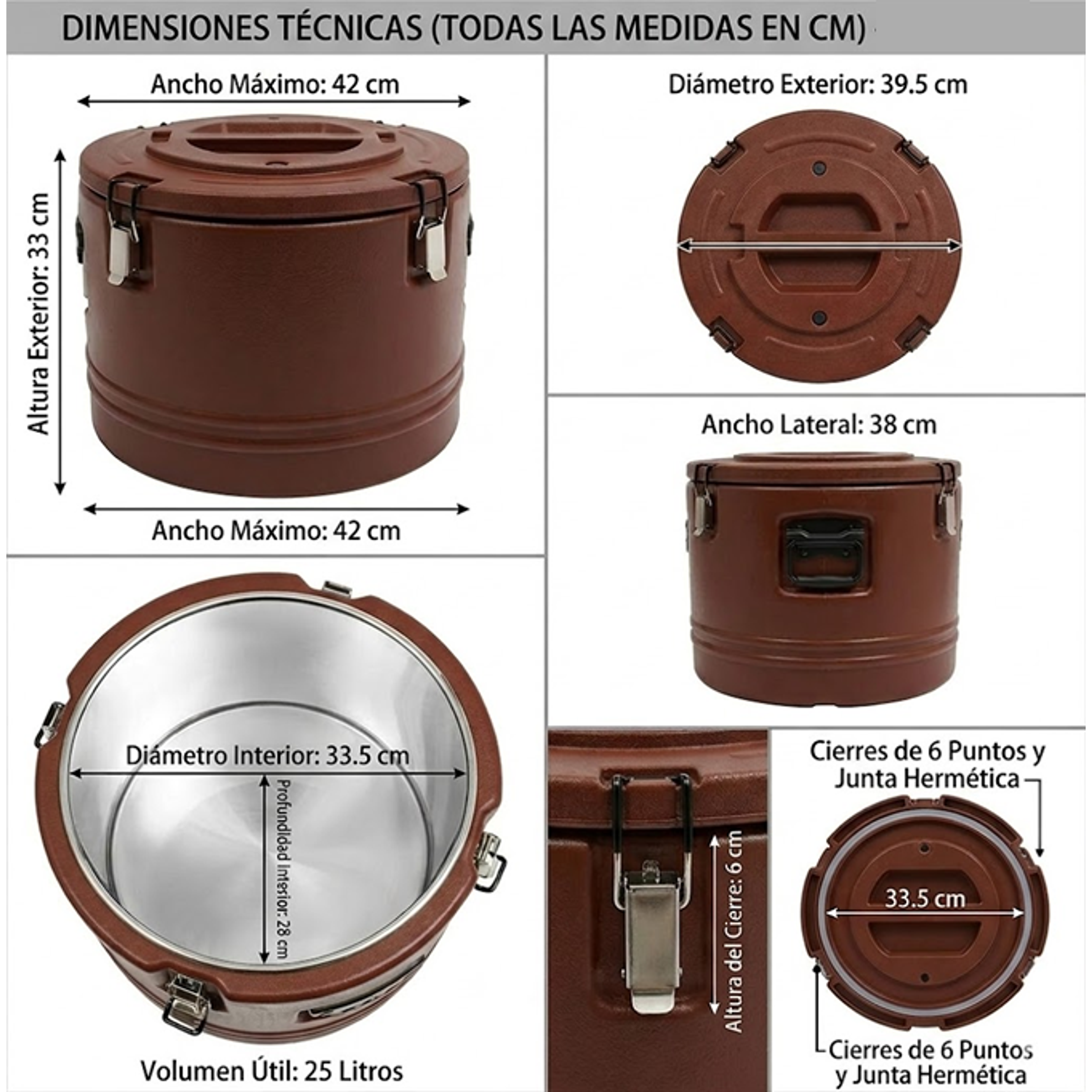 Contenedor De Polietileno Isotérmico  Para Almacenar Y Transportar Sopa 30 L 2