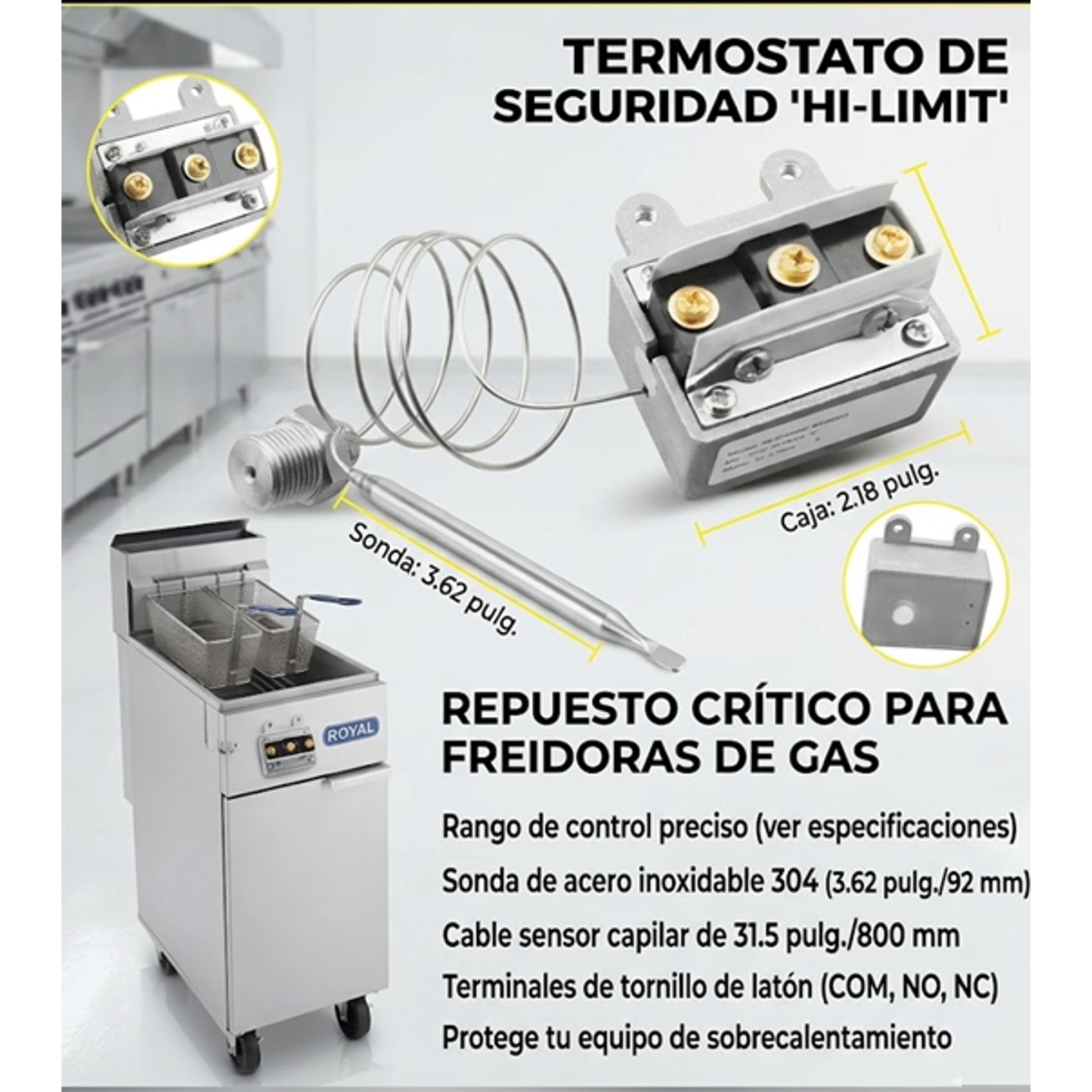 Hi-Limit Switch Termostato De Seguridad Para Freidoras De gas 1