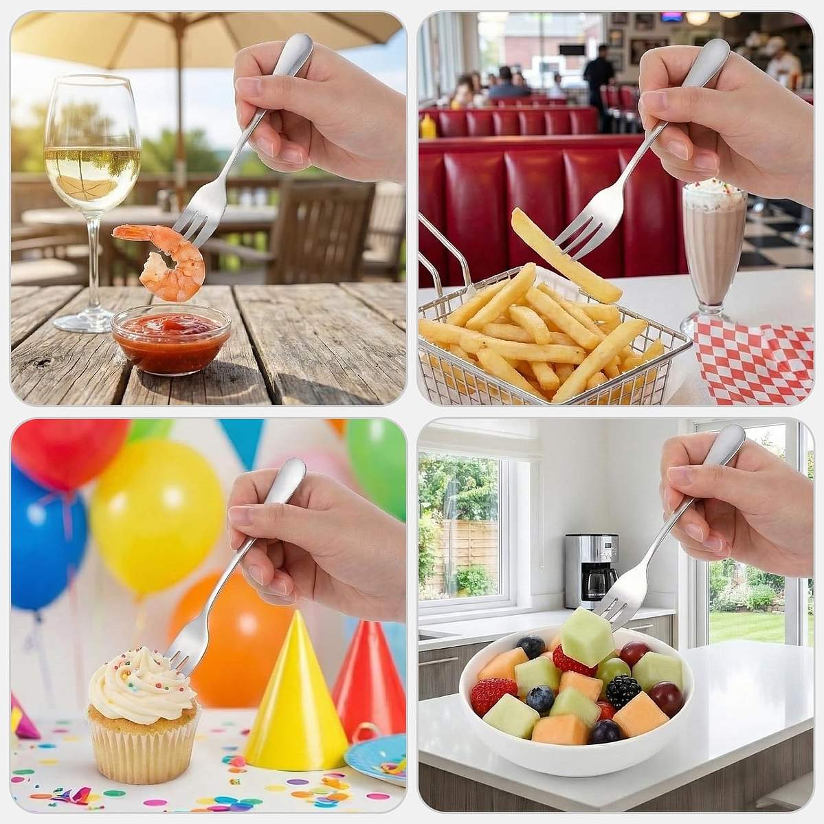 Set de 36 tenedores cocteleros/para ostras mariscos aperitivos y postres 3