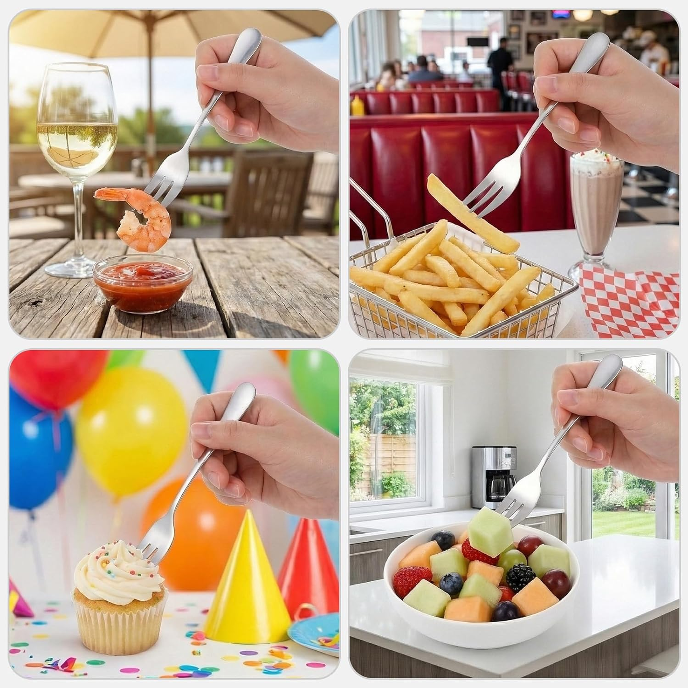 Set de 36 tenedores cocteleros/para ostras mariscos aperitivos y postres 3