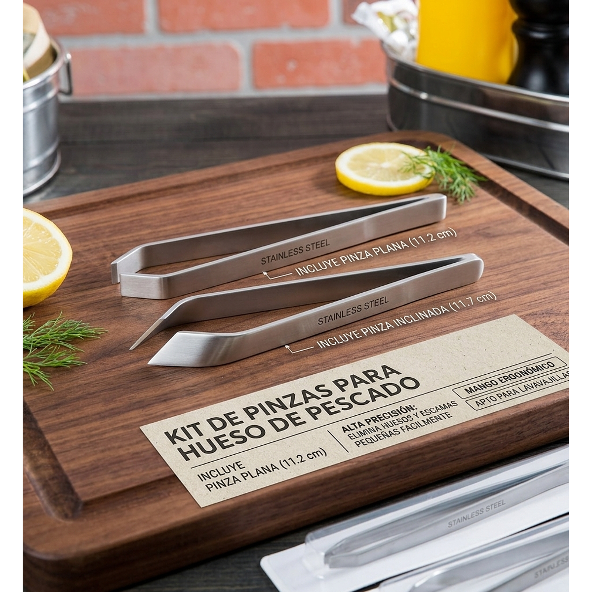 2 Pinzas Culinarias De Acero Inoxidable Espina De Pescado 1