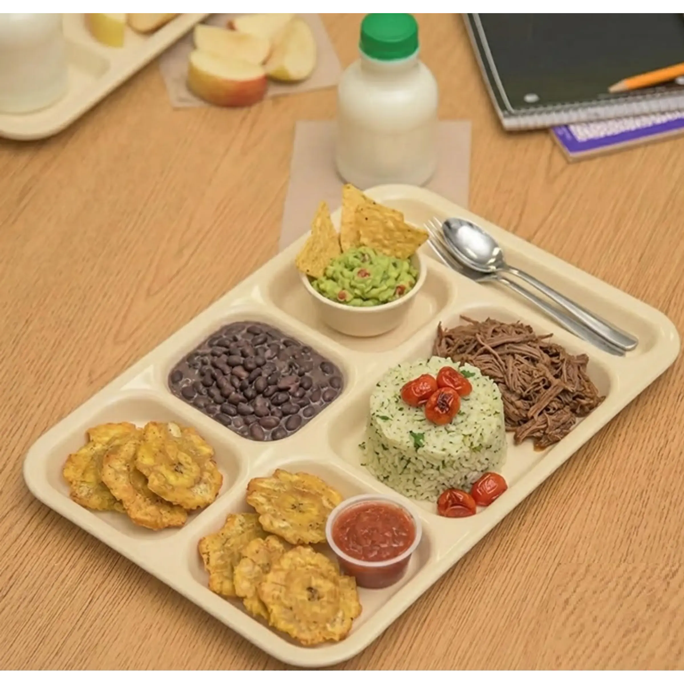 12 Bandejas de Servicio de Alimentos 6 Compartimentos en Melamina Comedor Restaurante Hotel Escuela Hospitales Cafetería 4