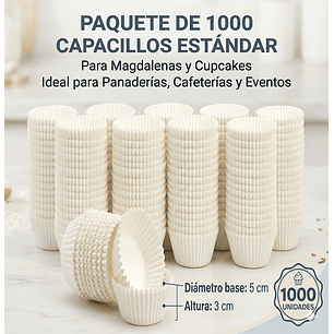 Paquete de 1000 capacillos blancos estándar para magdalenas y cupcakes