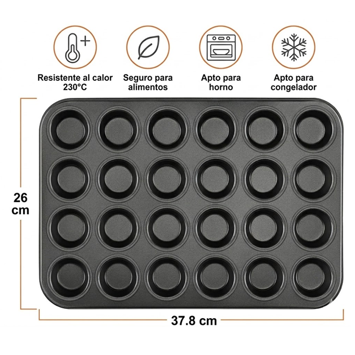 Molde Cupcake Muffin Ponquecillo Capacidad 24 Ud Tamaño Mini Aluminio 2