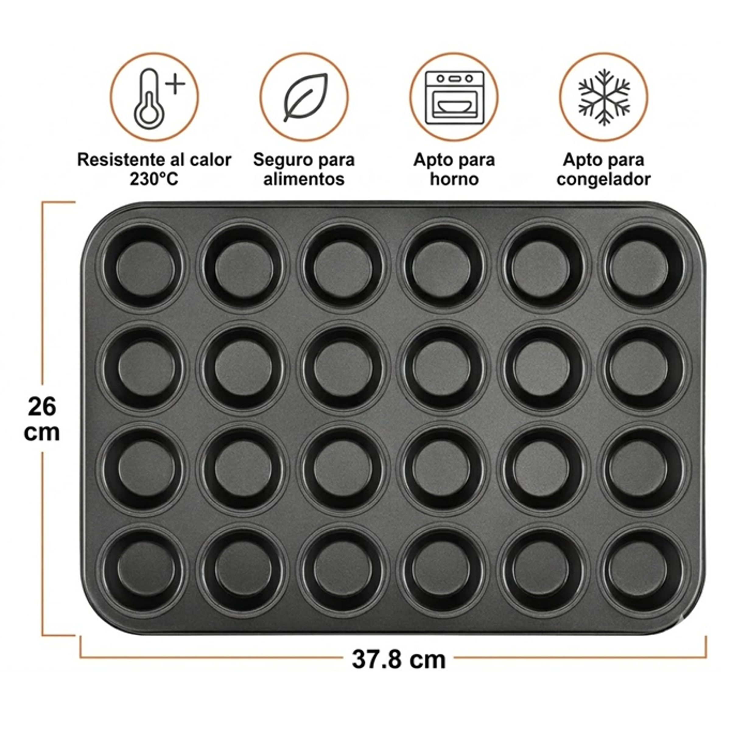 Molde Cupcake Muffin Ponquecillo Capacidad 24 Ud Tamaño Mini Aluminio 2