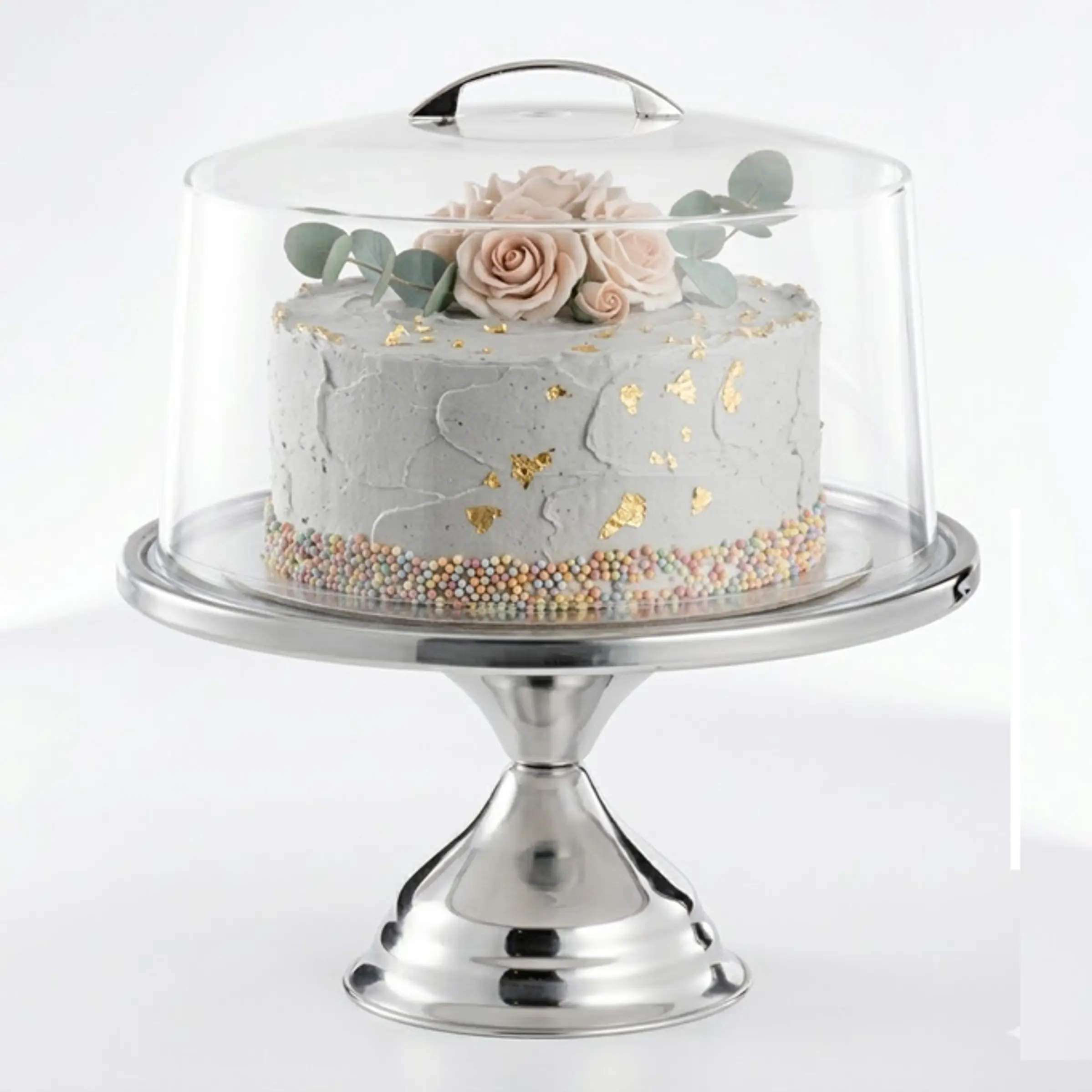 Set Soporte Y Domo Pedestal Torta Pastel  Pudin Galletas 1