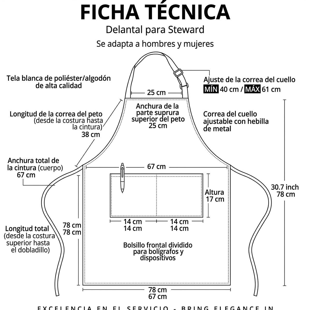 Set x 4 Delantales impermeable blanco, ajustable y reutilizable PVC 2