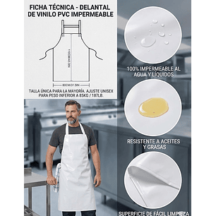 Delantal Impermeable Blanco Fabricado En Vinilo PVC/Polietileno