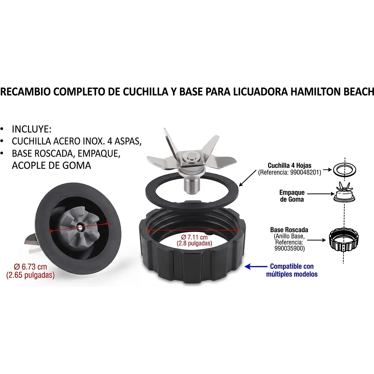 Cuchilla Inferior De Repuesto Para Licuadoras Hamilton Beach 1