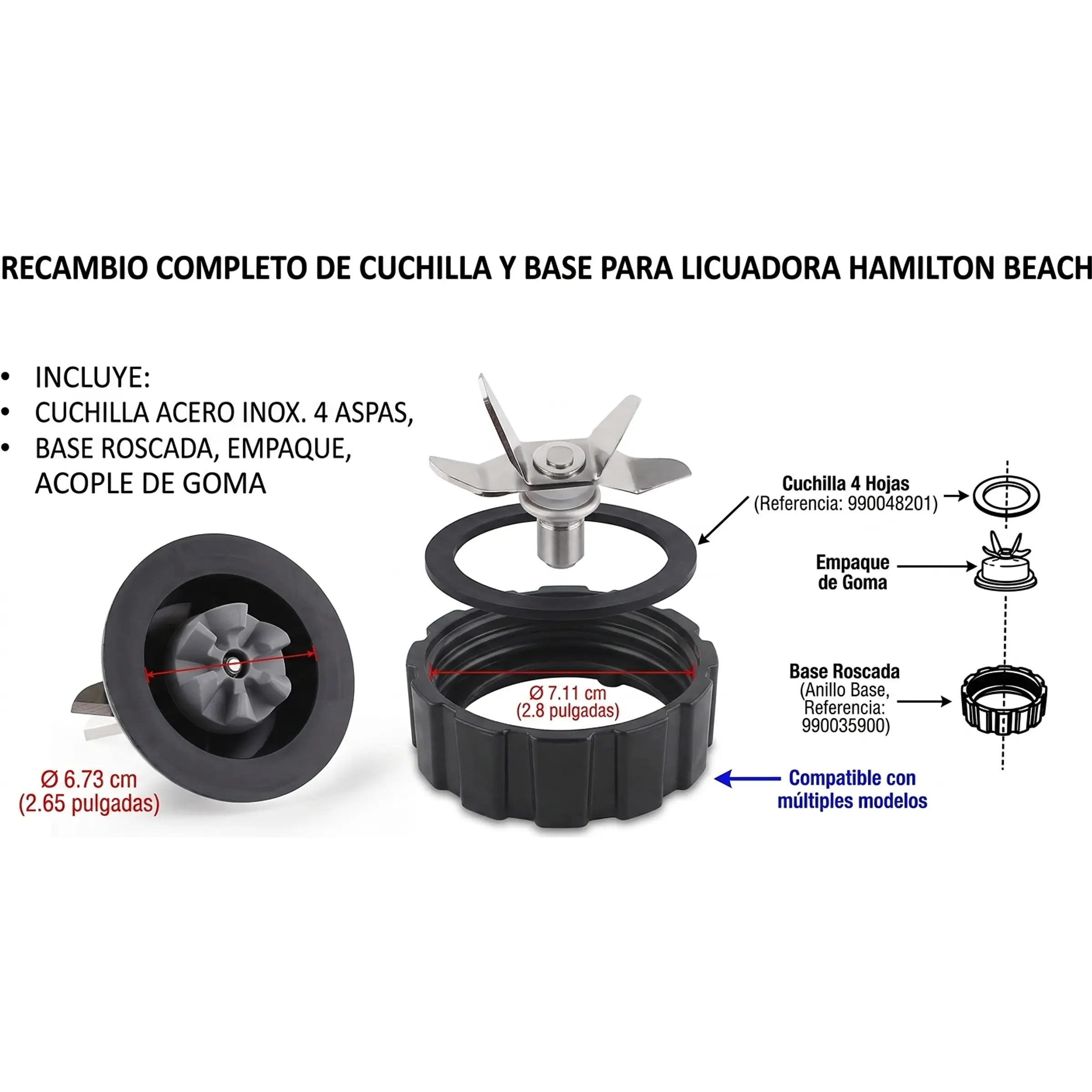 Cuchilla Inferior De Repuesto Para Licuadoras Hamilton Beach 1