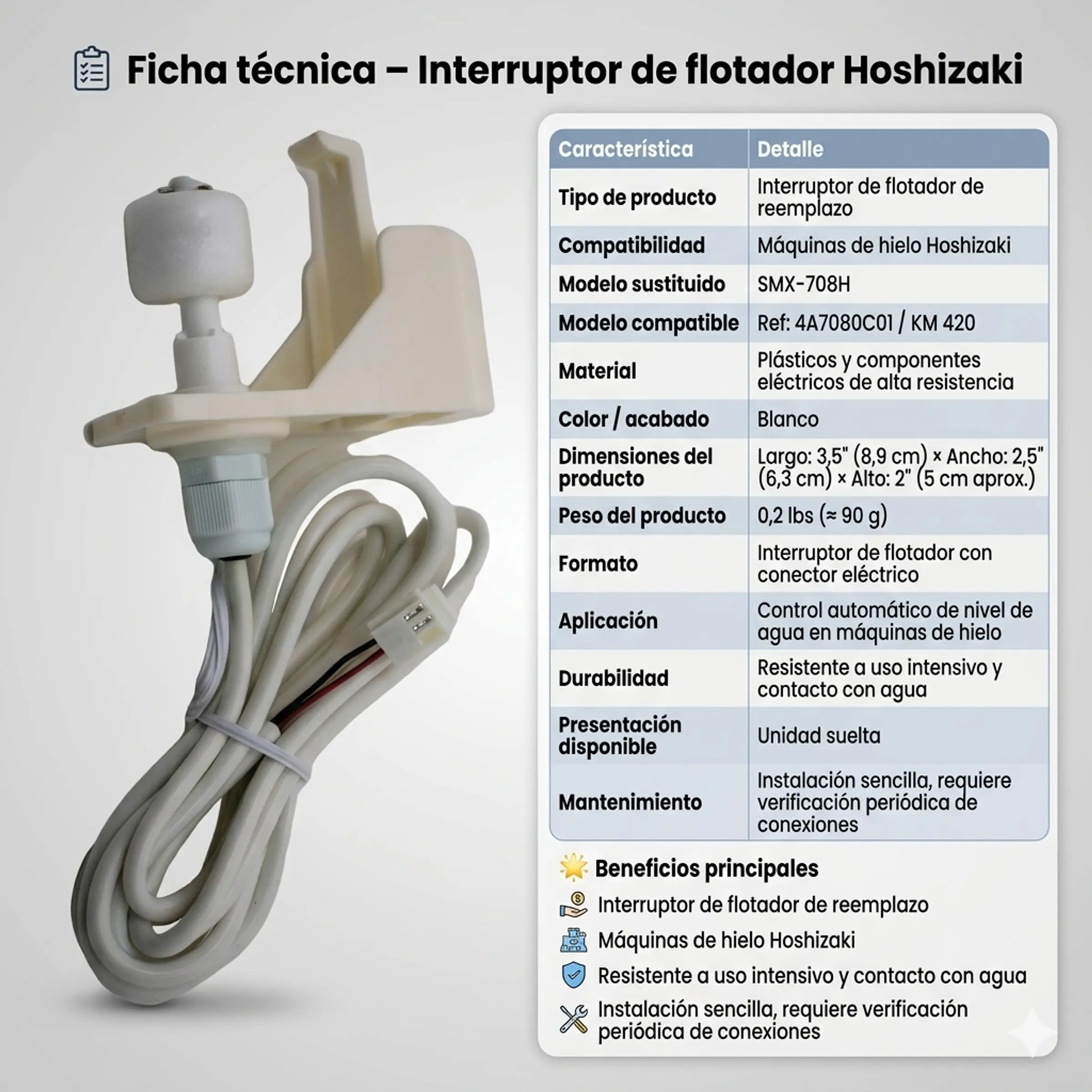 Interruptor De Flotador Máquinas Fabricador De Hielo Hoshizaki 1